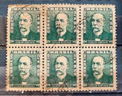 Selo Regular Cod RHM 496 Bisneta Joaquim Murtinho Saude 1954 Sextilha Circulado 1