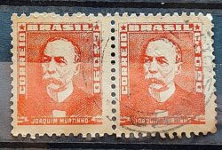 Selo Regular Cod RHM 497 Bisneta Joaquim Murtinho Saude 1955 Dupla Circulado 4
