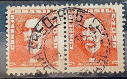 Selo Regular Cod RHM 497 Bisneta Joaquim Murtinho Saude 1955 Dupla Circulado 5