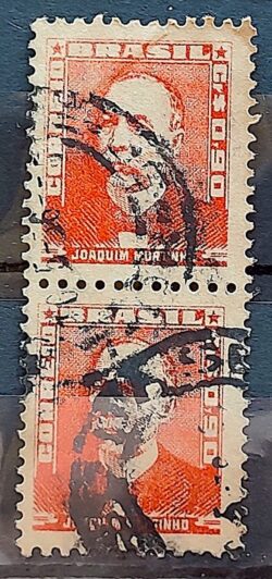 Selo Regular Cod RHM 497 Bisneta Joaquim Murtinho Saude 1955 Dupla Circulado 6