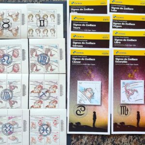 Selos Signos do Zodiaco 2019 e 2020 Quadra CBC BSB Serie Completa Codigo de Barras Mais Editais