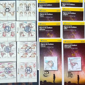 Selos Signos do Zodiaco 2019 e 2020 Quadra CBC BSB Serie Completa Vinheta Correios Mais Editais