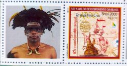 C 2254 Selo Personalizado Descobrimento do Brasil Indio Navio Nau Portugal 2000