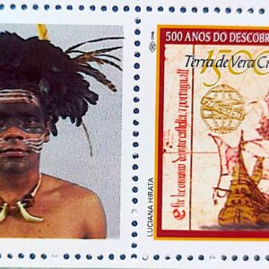 C 2254 Selo Personalizado Descobrimento do Brasil Indio Navio Nau Portugal 2000