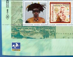 C 2254 Selo Personalizado Descobrimento do Brasil Indio Navio Nau Portugal 2000 Vinheta Correios