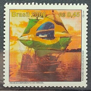 C 2255 Selo 500 Anos Descobrimento do Brasil 2000 Navio Bandeira CLM