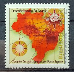 C 2261 Selo 500 Anos Descobrimento do Brasil 2000 Porto Seguro Navio Mapa Portugal CLM