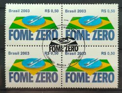 C 2538 Selo Fome Zero Economia Bandeira 2003 Quadra CBC Brasilia