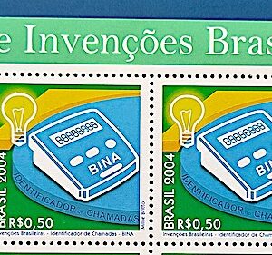 C 2582 Selo Invencoes Brasileiras Cartao Telefonico Comunicacao 2004 Dupla Serie Completa Vinheta