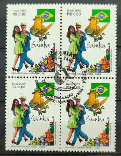 C 2628 Selo Emissao Conjunta Brasil Cuba Samba Danca Ave 2005 Quadra CBC Havana