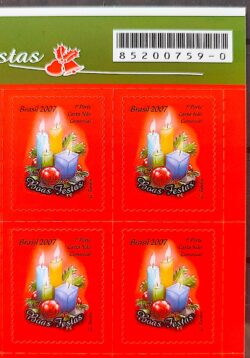 C 2718 Selo de Natal Religiao Vela 2007 Quadra Codigo de Barras