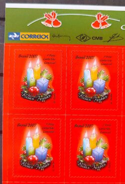C 2718 Selo de Natal Religiao Vela 2007 Quadra Vinheta Correios