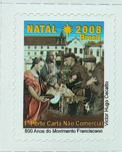 C 2768 Selo de Natal Religiao Franciscano 2008