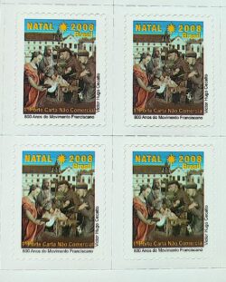C 2768 Selo de Natal Religiao Franciscano 2008 Quadra