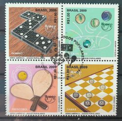 C 2858 Selo Jogos Populares Bola de Gude Damas Domino Frescobol 2009 CBC SC Florianópolis
