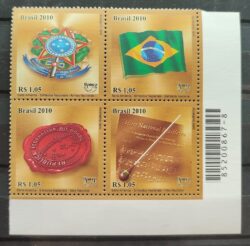 C 3031 Selo Simbolos Nacionais Bandeira Hino Musica Partitura 2010 Codigo de Barras