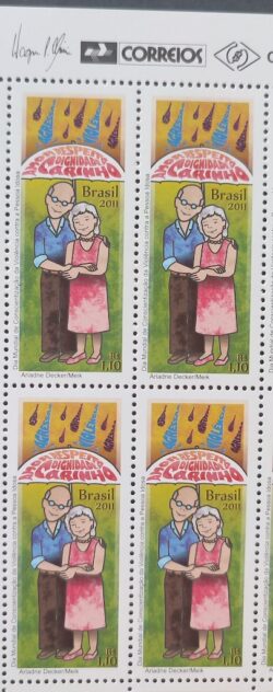 C 3094 Selo Conscientizacao da Violencia Contra a Pessoa Idosa 2011 Quadra Vinheta Correios