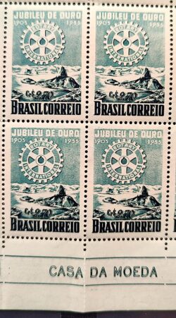 C 358 Selo Cinquentenario do Rotary Club Internacional 1955 Quadra Vinheta Casa da Moeda
