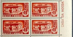 C 360 Selo Centenario de Aracaju Sergipe Cana de Acucar Economia 1955 Quadra Casa da Moeda