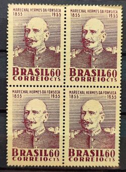 C 364 Selo Centenario Marechal Hermes da Fonseca Militar Presidente 1955 Quadra 2
