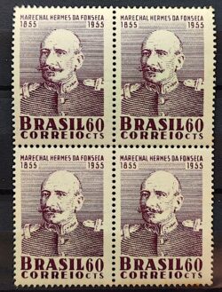 C 364 Selo Centenario Marechal Hermes da Fonseca Militar Presidente 1955 Quadra