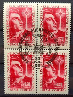 C 366 Selo Congresso Eucaristico Internacional Religiao 1955 Quadra CBC RJ 2