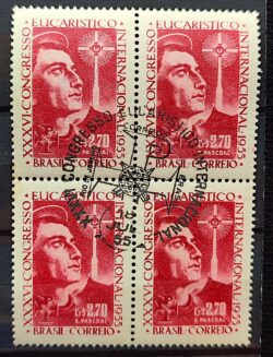 C 366 Selo Congresso Eucaristico Internacional Religiao 1955 Quadra CBC RJ 3