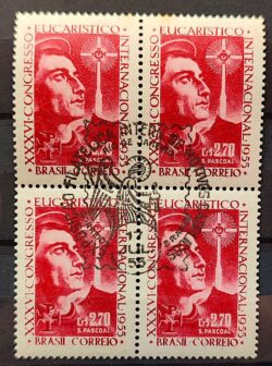 C 366 Selo Congresso Eucaristico Internacional Religiao Sao Gabriel 1955 Quadra CBC RJ 2