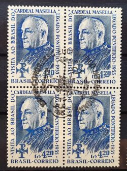 C 367 Selo Visita Cardeal Masella Religiao 1955 Quadra CBC RJ 2
