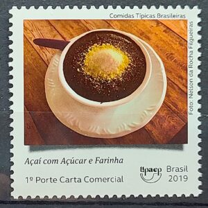 C 3852 Selo Comidas Tipicas Brasileiras Gastronomia Culinaria 2019 Acai Com Acucar e Farinha