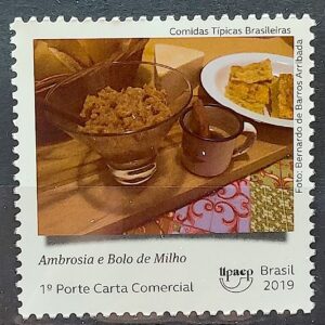 C 3853 Selo Comidas Tipicas Brasileiras Gastronomia Culinaria 2019 Ambrosia e Doce de Milho