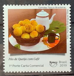 C 3867 Selo Comidas Tipicas Brasileiras Gastronomia Culinaria 2019 Pao de Queijo Com Cafe