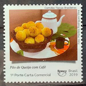 C 3867 Selo Comidas Tipicas Brasileiras Gastronomia Culinaria 2019 Pao de Queijo Com Cafe