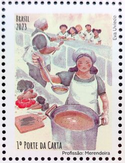 C 4128 Selo Profissao Merendeira Mulher Crianca Culinaria 2023