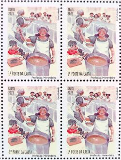 C 4128 Selo Profissao Merendeira Mulher Crianca Culinaria 2023 Quadra