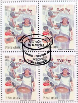 C 4128 Selo Profissao Merendeira Mulher Crianca Culinaria 2023 Quadra CBC RO