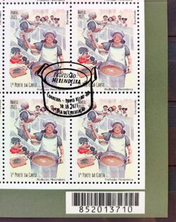 C 4128 Selo Profissao Merendeira Mulher Crianca Culinaria 2023 Quadra CBC RO Codigo de Barras