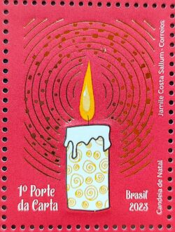 C 4135 Selo Candeia de Natal Vela Religiao 2023