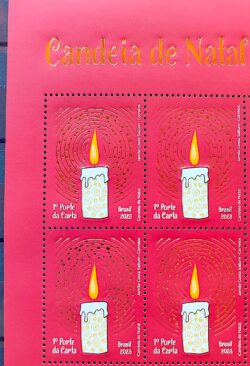C 4135 Selo Candeia de Natal Vela Religiao 2023 Quadra Vinheta