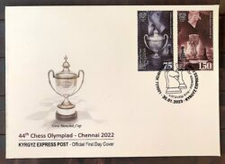 Envelope FDC Xadrez Quirguistao India Chenai 2022