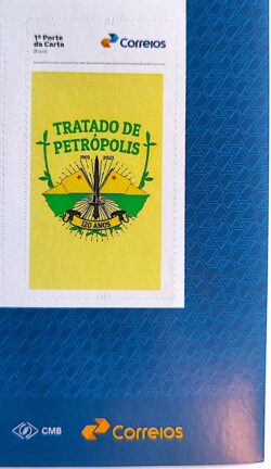 SI 14 Selo Institucional Tratado de Petropolis Bolivia Acre Brasao Bandeira 2023 Vinheta Correios