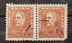 Selo Regular Cod RHM 498C Bisneta Duque de Caxias Militar 1955 Dupla Circulado 1