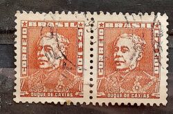 Selo Regular Cod RHM 498C Bisneta Duque de Caxias Militar 1955 Dupla Circulado 2
