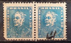 Selo Regular Cod RHM 499 Bisneta Duque de Caxias Militar 1954 Dupla Circulado 3