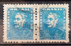 Selo Regular Cod RHM 499a Bisneta Duque de Caxias Militar 1955 Dupla Circulado 2