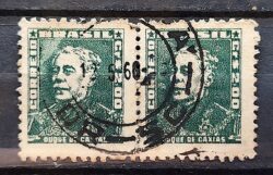 Selo Regular Cod RHM 500a Bisneta Duque de Caxias Militar 1956 Dupla Circulado 1