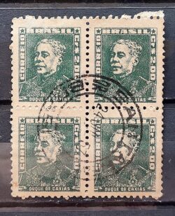 Selo Regular Cod RHM 500a Bisneta Duque de Caxias Militar 1956 Quadra Circulado 1