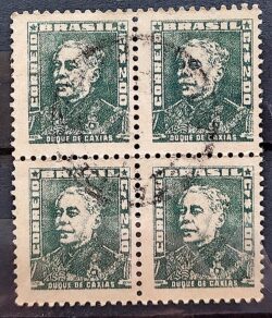 Selo Regular Cod RHM 500a Bisneta Duque de Caxias Militar 1956 Quadra Circulado 3