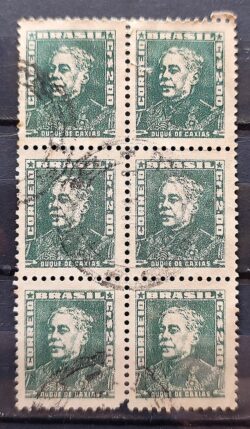 Selo Regular Cod RHM 500a Bisneta Duque de Caxias Militar 1956 Sextilha Circulado 2