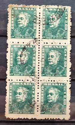 Selo Regular Cod RHM 500a Bisneta Duque de Caxias Militar 1956 Sextilha Circulado 4